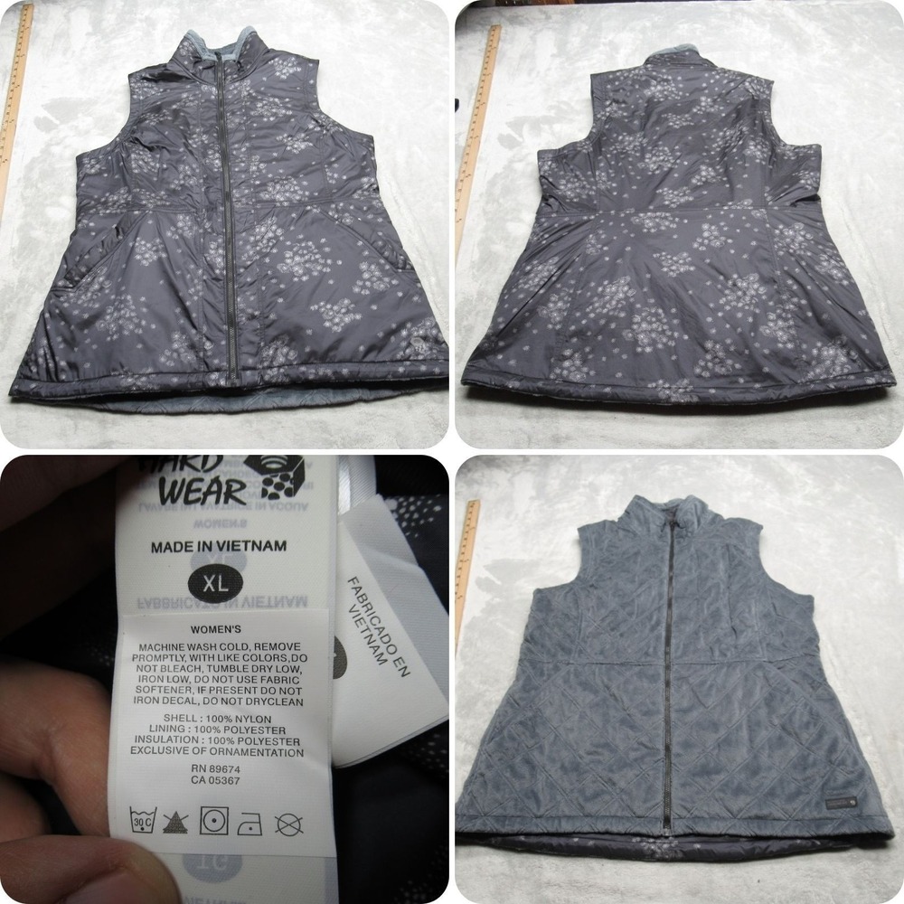 Mountain Hardwear Vest Women XL Gray Reversible Insulated Quilted Light Puffer